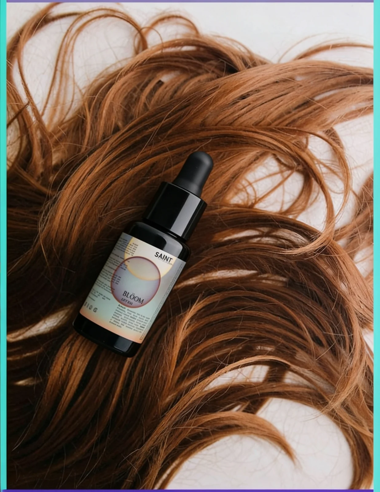 SAINT Bloom finishing serum on flowing hair